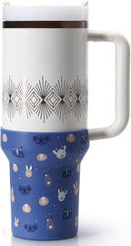 Print Boot for Stanley, Rubber Cup Bottom Protector Sleeve Accessories for Stanley Quencher H2.0 FlowState Tumbler 40oz / Adventure Quencher Tumbler 40oz (Blue)