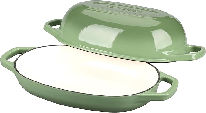Enameled Cast Iron Dutch Oven Pot with Lid, Oval Dutch Oven for Bread Baking, Bread Oven for Homemade Sourdough Bread Baking, 5qt, Pistachio Green