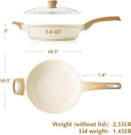 SENSARTE Ceramic Nonstick Frying Pan Skillet with Lid, 10.5 Inch Deep Frying Pan, 3.8 Qt Saute Pan, Induction Pan, Healthy Non Toxic Cooking Pan with Helper Handle, PFOA PFAS PTFE Free