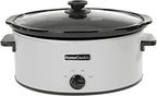 HOMECOOKIN 7 Quart Slow Cooker Oval Manual Pot Food Warmer with 3 Cooking Settings, White Stainless Steel