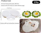 2 Pcs White Egg Poacher, Microwave Egg Boiler Poacher, Microwave Egg Poacher, 2 Cavity Nonstick Poached Egg Maker With Lid, Egg Cooker, Double Drain Poached Cups Specialty Cookware