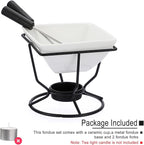 BSTKEY Ceramic Butter Warmer Set, Fondue Pot Melting Pot Set, Melt Hot Pot Square Bowl Set For Cheese Chocolate Butter Caramel, with 2 Dipping Forks