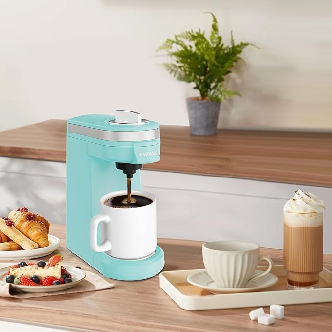 CHULUX Mini Coffee Maker for K Capsule, Single Serve Coffee Maker for One Cup Americano, Lightweight Pod Coffee Machine, Aqua