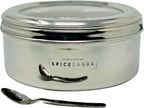 spice dabba Stainless Steel Indian Spice Box,Steel Masala Dabba 12 Spices,Lid Spice Box,Authentic Spices,Masala Box with Individual containers|Size 9 x 9 x 3 IN 3 LB (Indian Spice Box with Spices)