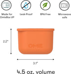 OmieBox UP (2 pack) Leakproof Dips Containers To Go, Salad Dressing Container, Condiment Container with Lids - Food Safe Silicone - 4.5 ounces (Blue/Orange)