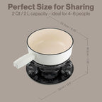 Swissmar Lugano Cast Iron Cheese Fondue Set, 9-Piece, 2 QT / 2 L - Ideal for Melting Cheese, Chocolates, Caramel, & More - Perfect for Kitchen Collection & Gift Giving - Matte White