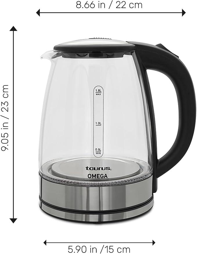 Taurus Cordless Electric Kettle – 1.7L Stainless Steel Hot Water Boiler | Fast Boil, 360° Swivel Base, Auto Shut-Off, BPA-Free – Modern & Portable Design for Tea, Coffee, Instant Meals