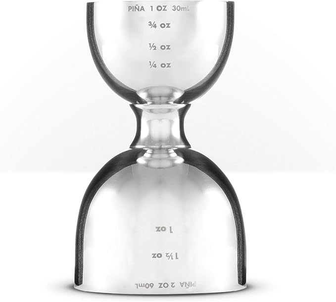 Piña Barware Stainless Steel Commercial 2oz. / 1oz. Bell Style Measuring Jigger Bar Tool - Mirror Polished Finish, One Jigger