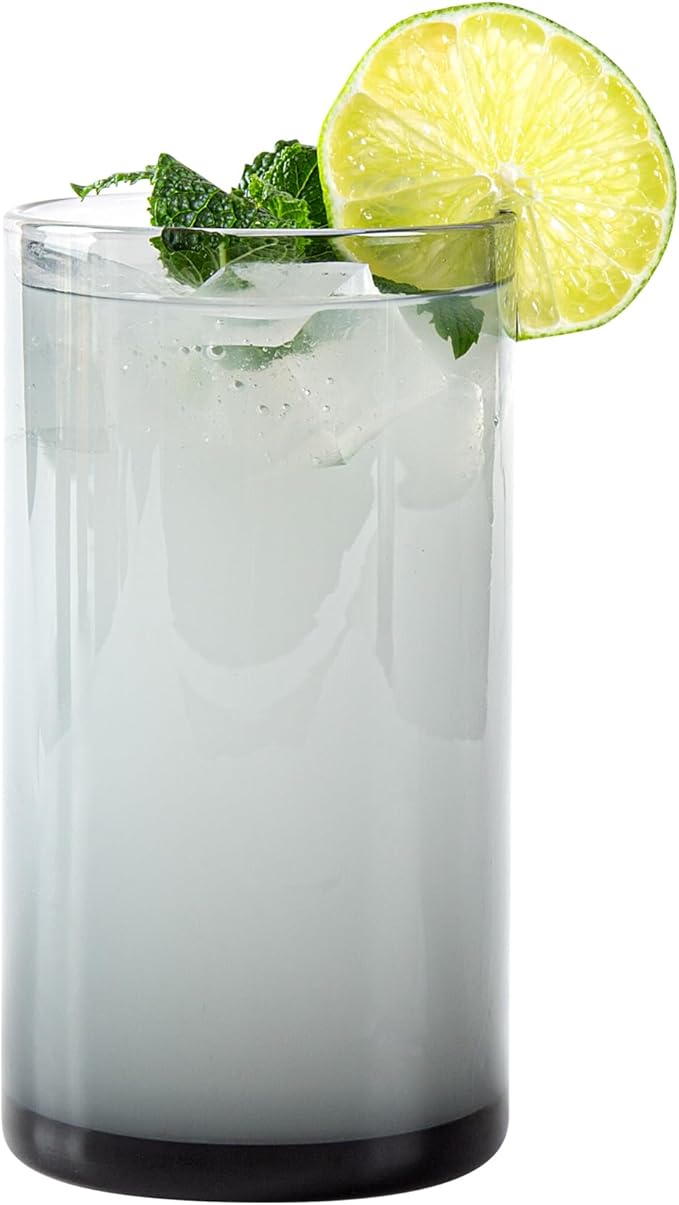 Restaurantware-Vetri 16 Ounce Tall Drinking Glasses, 24 Dishwashable Beverage Glasses - No-Lead, Elegant, Gray Glass Tumblers, Ideal For Water, Juice Beer, Cocktails, Liquor, Iced Tea, And More