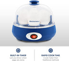 Elite Gourmet EGC322CBL Easy Egg Cooker Electric 7-Egg Capacity, Soft, Medium, Hard-Boiled Egg Cooker with Auto Shut-Off, Measuring Cup Included, BPA Free, Classic Blue