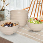 Wheat Straw Bowls Set 60 OZ, Unbreakable Large Beige Bowls Set of 6, Microwave & Dishwasher Safe Big Cereal Bowl for Picnic and Party BPA Free Salad Bowl for Serving Oatmeal and Popcorn (Beige)