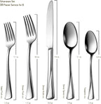 Alata Alice 30-Piece Silverware Set Stainless Steel Flatware Set,Service for 6,Mirror Polished Cutlery Set,Dishwasher Safe