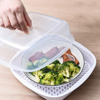 Microwave Cookware Steamer Fish Veggie Steamer Vegetable Steam Cooker Oven Container with Removable Strainer Steam Vent Lid