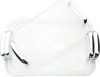 3 Pack Serving Tray with Handles, Stackable Reusable Trays for Serving Food, Plastic Serving Platters for Party, Charcuterie, Fruit, Appetizer, Transparent