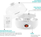 Elite Gourmet EGC322CW Easy Egg Cooker Electric 7-Egg Capacity, Soft, Medium, Hard-Boiled Egg Cooker with Auto Shut-Off, Measuring Cup Included, BPA Free, Classic White