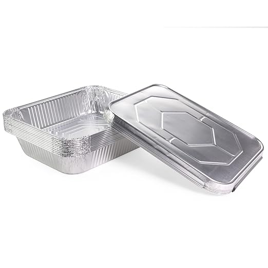 IDL Packaging Half-Size Aluminum Steam Table Pans with Lids - Deep, 13" x 11" x 3" (Pack of 10) - Disposable Foil Pan for Grilling, Roasting, BBQ, Cooking, Baking, Freezing