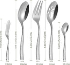 Stainless Steel Silverware Serving Set Hammered Silver Mirror Finished 5 Piece Serving Utensil Set Flatware Set