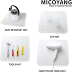 Silicone Dish Drying Mat for Multiple Usage,Easy clean,Eco-friendly,Heat-resistant Silicone Mat for Kitchen Counter or Sink,Refrigerator or Drawer Liner White 2XL 24 inches x 18 inches