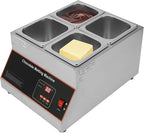 Chocolate Melting Pot, 500W 12kg/26.5lbs Electric Chocolate Tempering Machine, Stainless Steel Commercial Chocolate Melter Food Warmer for Catering Restaurant, 4 Tanks, 32-203°F