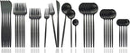JASHII Silverware Set, 36 Piece Food Grade Stainless Steel Flatware Set Fork Spoon Knife Utensils for Daily Use and Party, Service for 6 Anti Rust, Safe in Dishwasher (Matte Black)