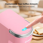 CHULUX Slim Single Serve Coffee Maker for K Pods, One Cup Coffee Maker Fits 7.3" Travel Mugs, Coffee Machine with 6 to 12oz Brew Sizes, Salmon Pink