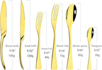 24-Piece Gold Flatware, Mirror 18/10 Stainless Steel Modern & Luxury Dinnerware Set With Serrated Steak Knife Teaspoon For Daily Use or Dinner Party Restaurant - Service For 4