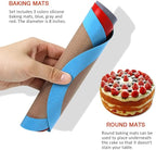 8 Inch Round Silicone Baking Mat, Set of 3 Reusable Silicone Baking Mats, Silicone Mat for 8 Inch Cake Pan, Silicone Mat for Baking Cake, Pizza, Pie, Bread, Macaron (Red, Blue, Grey)