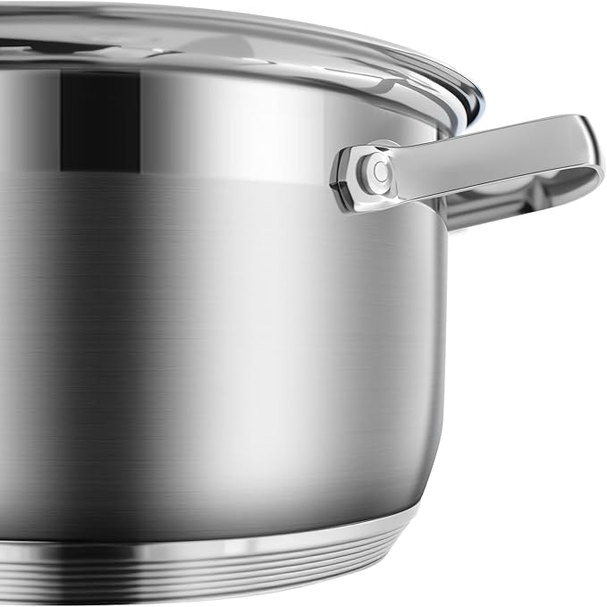 Kitchen Cookware Sets, 12 Pcs Hybrid Stainless Steel Cookware Sets, Non Stick Frying Pans, Saucepans, Saute Pan & Stock Pot, Pots and Pans,Induction Compatible,Silver