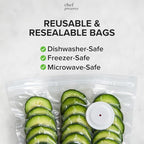 Chef Preserve Compact Vacuum Sealer for Food (Vacuum Sealer Machine + 20 Reusable Vacuum Bags) Powerful Handheld Vacuum Sealer Machine, Seal Meal Saver, Portable Food Sealer
