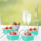 LNYZQUS 120pack/10oz Foil Mini Cake Tins with Lids 4”X4” Small Cake Baking Pans Cupcake Containers,Disposable Ramekins Mini Aluminum Brownie Pan Large Muffin Cups Holders-Cyan Blue