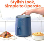 3.5qt Air Fryer Mini, Tempered Glass Control Panel, 8 Preset Functions, Quick and Easy Meals, Compact, Quiet, Non-Stick, Dishwasher Safe, Blue