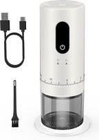 First Grind-While-Charging Rechargeable Coffee Grinder with Upgraded LED Battery Display, 1.7X Faster Grinding with 38 External Adjustable Settings & Ceramic Burrs, Portable for Travel, Camping, etc.