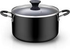 Cook N Home Nonstick Stockpot with Lid 6-QT, Professional Deep Cooking Pot Cookware Casserole with Glass Lid, Black