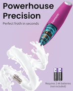 Elementi Pink Milk Frother Handheld - Coffee Frother Electric Stirrer, Matcha Whisk & Drink Mixer Handheld - Frothing Wand - Electric Whisk For Coffee (Hot Pink)