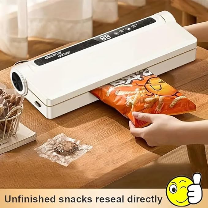 Vacuum Sealer Machine for Food Storage - 75KPA Strong Suction, Dry & Wet Modes, Includes 30 Vacuum Seal Bags, Digital Timer, Compact for Home Kitchen (Lightweight, BPA Free)