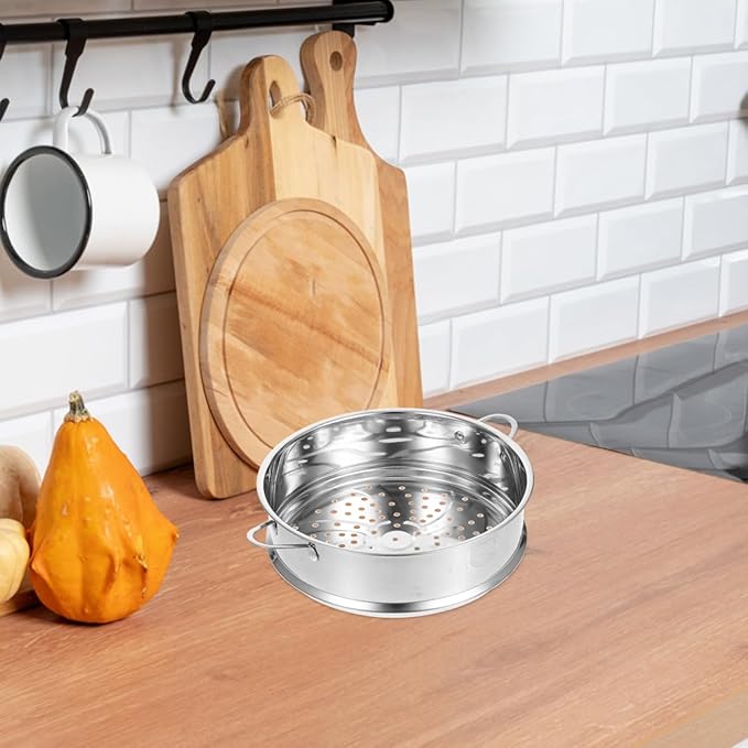 Multi-Functional Stainless Steel Steamer Basket,9.8inch Stackable Steamer Insert for Pot,Stacked Steaming Rack,Metal Pot Steaming Cookware for Dumpling Egg Bun Dim Sum Meat Fish Rice Vegetable