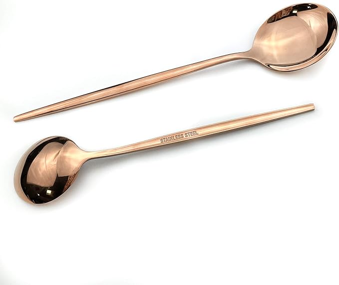 24Pcs Copper Mirror Silverware Flatware Set, 18/0 Stainless Steel Cutlery Set Utensils Kitchen Rose Gold Dinnerware Include Knife Fork Spoon and Teaspoon, Service for 4