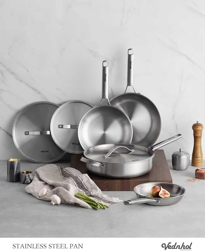 Stainless Steel Cookware Set, 8 Pcs Tir-Ply Pots and Pans Set, PFOA&PTFE Free, Dishwasher&Oven Safe, Kitchen Induction Compatible, ollas de acero inoxidable para cocinar