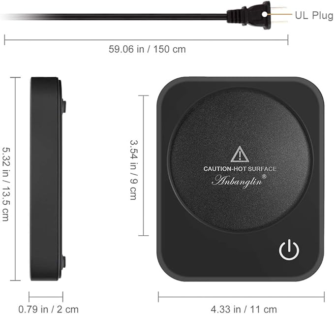 Coffee Mug Warmer, Smart Cup Warmer for Desk, 3 Temperature Control & Auto Shut Off, Electric Cup Warmer for Heating Milk,Tea,Beverage,Candle (Black-No Mug)