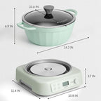BUYDEEM 5-in-1 Slow Cooker 4.7QT with Removable Nonstick Stockpot, Compatible with Various Cookwares, Two Temperature Controls, Customized Time Settings, Auto Keep Warm for 2H, Cozy Greenish
