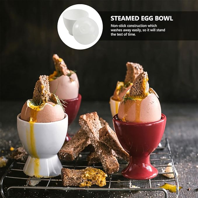 4Pcs Microwave Egg Cookers Poacher Cups with Lid, Pp Material, 3.74X2.55 Inch, White, for Quick and Healthy Breakfast, Mini Egg Cooking Tool