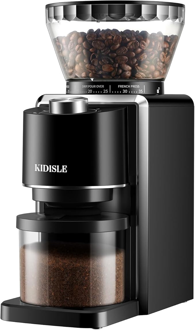 Conical Burr Coffee Grinder, Electric Coffee Bean Grinder for Precise Grinding, 35 Settings, 2–12 Cup Selector, Anti-Static Design for Home Use, Black