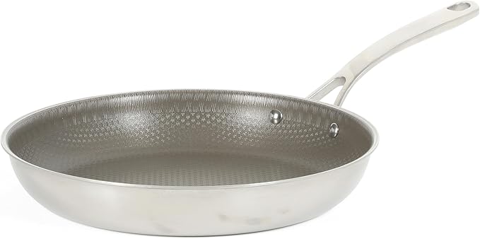 Martha Stewart Badgley Hybrid Nonstick 11 Inch TriPly Stainless Steel Large Fry Pan & Stay Cool Handle - Laser Etched Non-Toxic Nonstick Skillet - Dishwasher and Induction Safe
