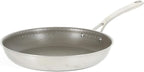 Martha Stewart Badgley Hybrid Nonstick 11 Inch TriPly Stainless Steel Large Fry Pan & Stay Cool Handle - Laser Etched Non-Toxic Nonstick Skillet - Dishwasher and Induction Safe
