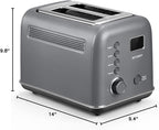 BUYDEEM DT730 Motorized Toaster, 2-Slice Smart Digital Leverless Toaster with LCD Countdown Timer, 9-Shade Settings for Toast, Bagels, Waffles, Muffins