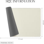 MOSAYT Vinyl Placemats Set of 4, Heat Resistant Place Mats 100% Waterproof Washable & Wipeable Faux Leather Reversible Table Mats for Kitchen Dining Party Indoor Outdoor, 12" x 17", Grey/Beige