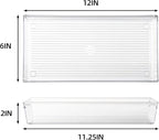 4 Pack 12"x 6" Large Size Clear Plastic Desk Drawer Organizer Tray Bathroom Office Kitchen Utensils Silverware Gadgets Dividers Desk Drawer Storage Bins Container for Dresser Cosmetic Makeup
