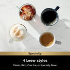 Ninja Pod & Grounds Specialty XL Single-Serve Coffee Maker, K-Cup Pod Compatible, Brews Grounds, Compact Design, Built-In Milk Frother, 68-oz. Reservoir, 6oz. Cup-24oz. Mug Sizes, Denim Blue, PB055ABL