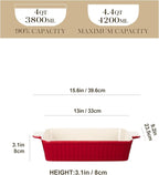 MALACASA 4.4 QT Baking Dish, 9x13 Large Casserole Dish for Oven, Ceramic Baking Pan, Rectangular Lasagna Pan Deep with Handles for Baking, Durable Microwave Oven Safe, Red, Series BAKE-BAKE