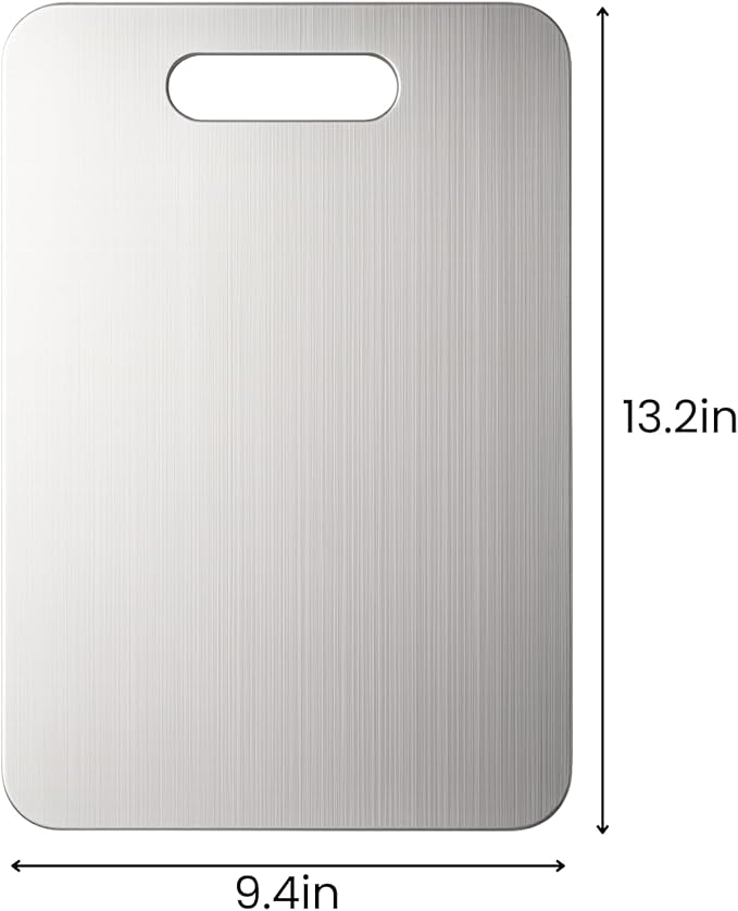 Titanium Cutting Board, 100% Pure Titanium Chopping Board for Kitchen, Hygiene & Durability Double Sided Cutting Board, Non toxic Chopping Board, Dishwasher Safe (13.2“ x 9.4”)
